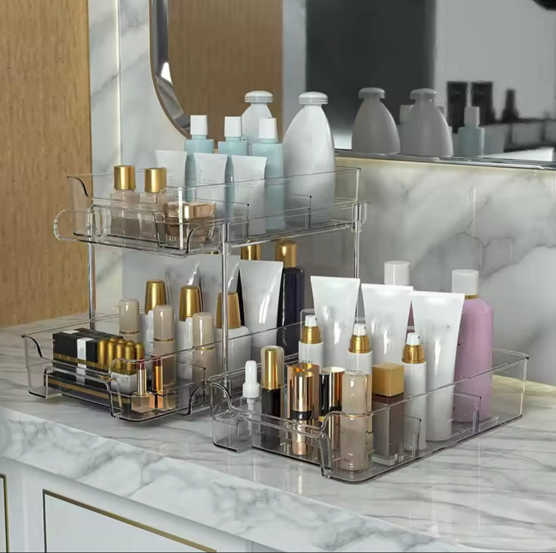 Tier Clear Pull Out Organizer, Acrylic Stackable Drawer Organizer Tray, Multipurpose Slide-Out Storage Container, Countertop and Makeup Organizer Tray Tier Clear Pull Out Organizer, Acrylic Stackable Drawer Organizer Tray, Multipurpose Slide-Out Storage Container, Countertop and Makeup Organizer Tray